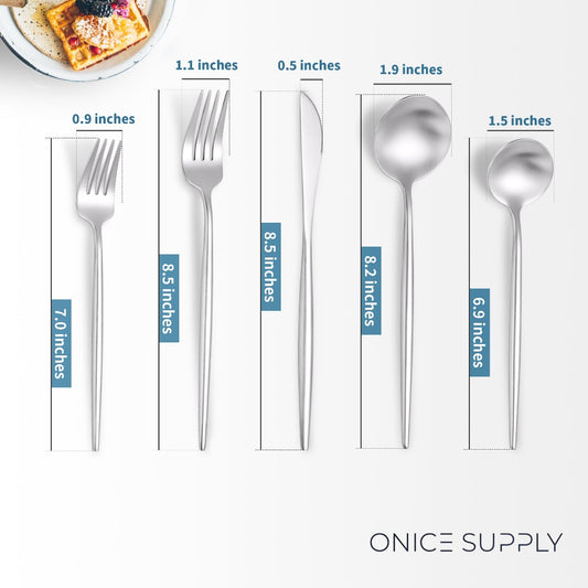 Minimalist Matte Silver Flatware Set