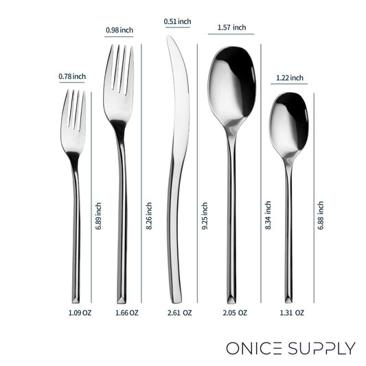 Luna Glossy Silver Flatware Set