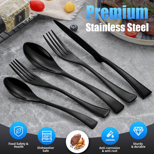 Modern Glossy Black Flatware Set