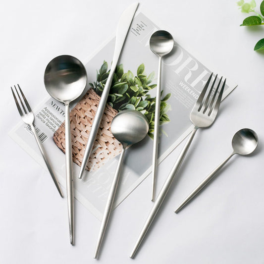 Minimalist Matte Silver Flatware Set