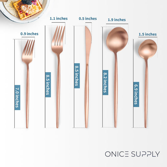 Minimalist Matte Rose Gold Flatware Set