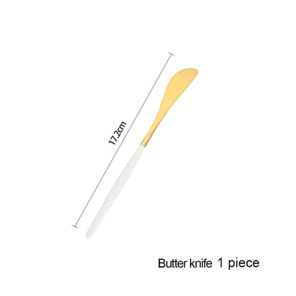 Minimalist Matte White Gold Flatware Set