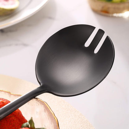Salad Serving Matte Black Utensils Set
