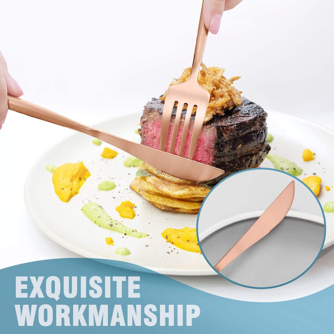 Minimalist Matte Rose Gold Flatware Set