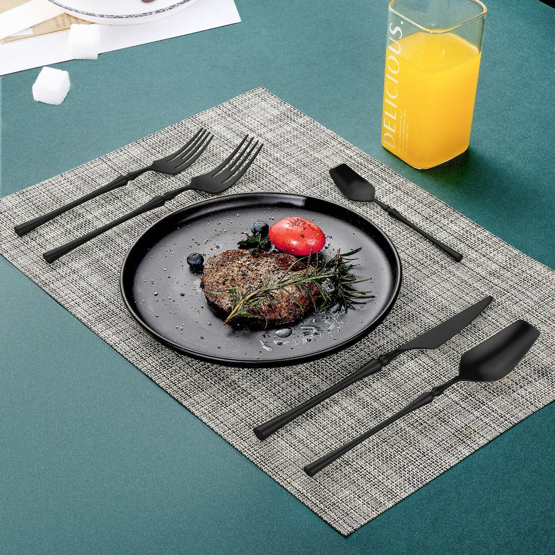 Vatican Matte Black Flatware Set With Tea Spoon