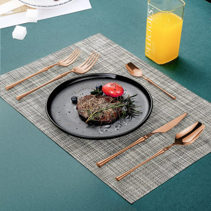 Vatican Glossy Rose Gold Flatware Set With Tea Spoon