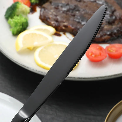 Hammered Glossy Black Flatware Set