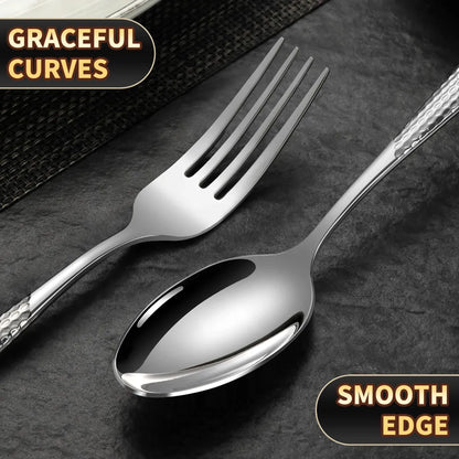 Astal Hammered Glossy Silver Flatware Set