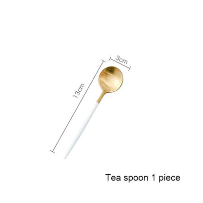 Minimalist Matte White Gold Flatware Set