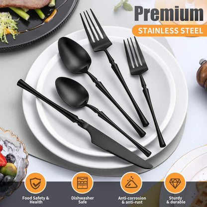 Tower Matte Black Flatware Set