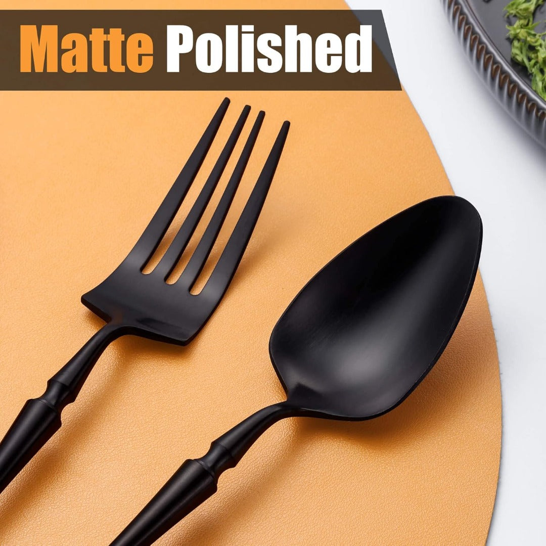 Tower Matte Black Flatware Set