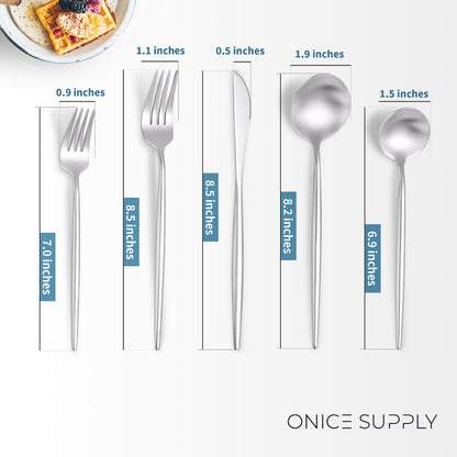 Minimalist Matte Silver Flatware Set