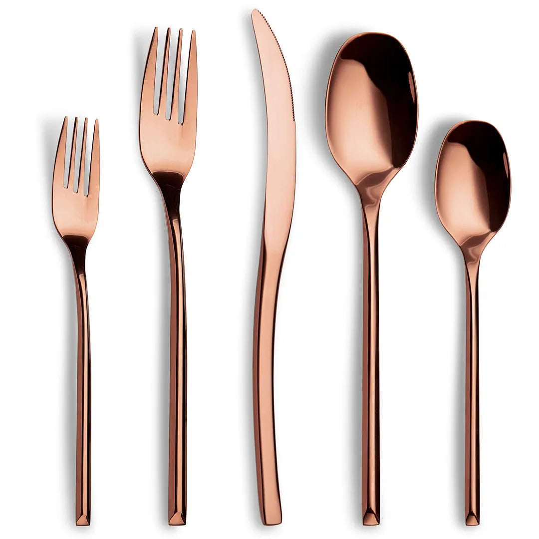 Luna Glossy Rose Gold Flatware Set