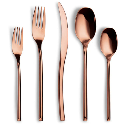 Luna Glossy Rose Gold Flatware Set