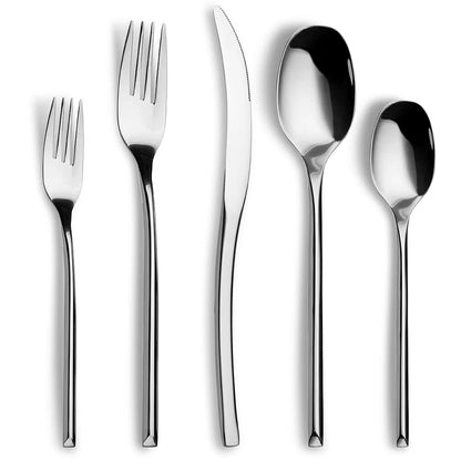 Luna Glossy Silver Flatware Set