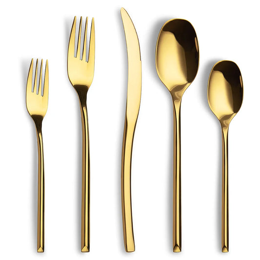 Luna Glossy Gold Flatware Set