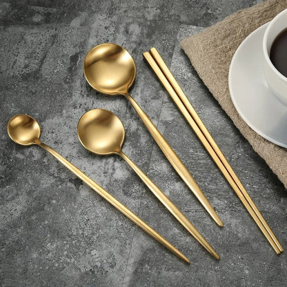 Minimalist Matte Gold Flatware Set