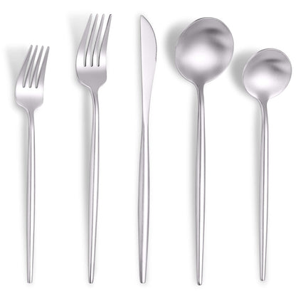 Minimalist Matte Silver Flatware Set