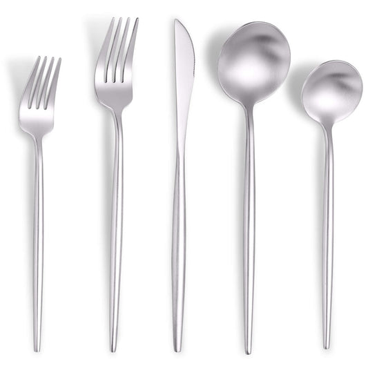 Minimalist Matte Silver Flatware Set