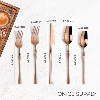 Vatican Glossy Rose Gold Flatware Set
