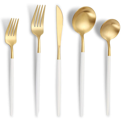 Minimalist Matte White Gold Flatware Set