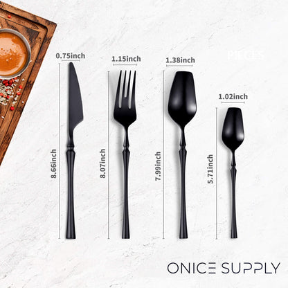 Vatican Matte Black Flatware Set 4PCS