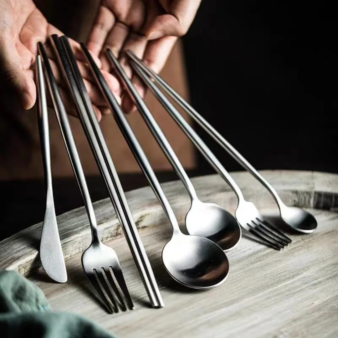 Minimalist Matte Silver Flatware Set
