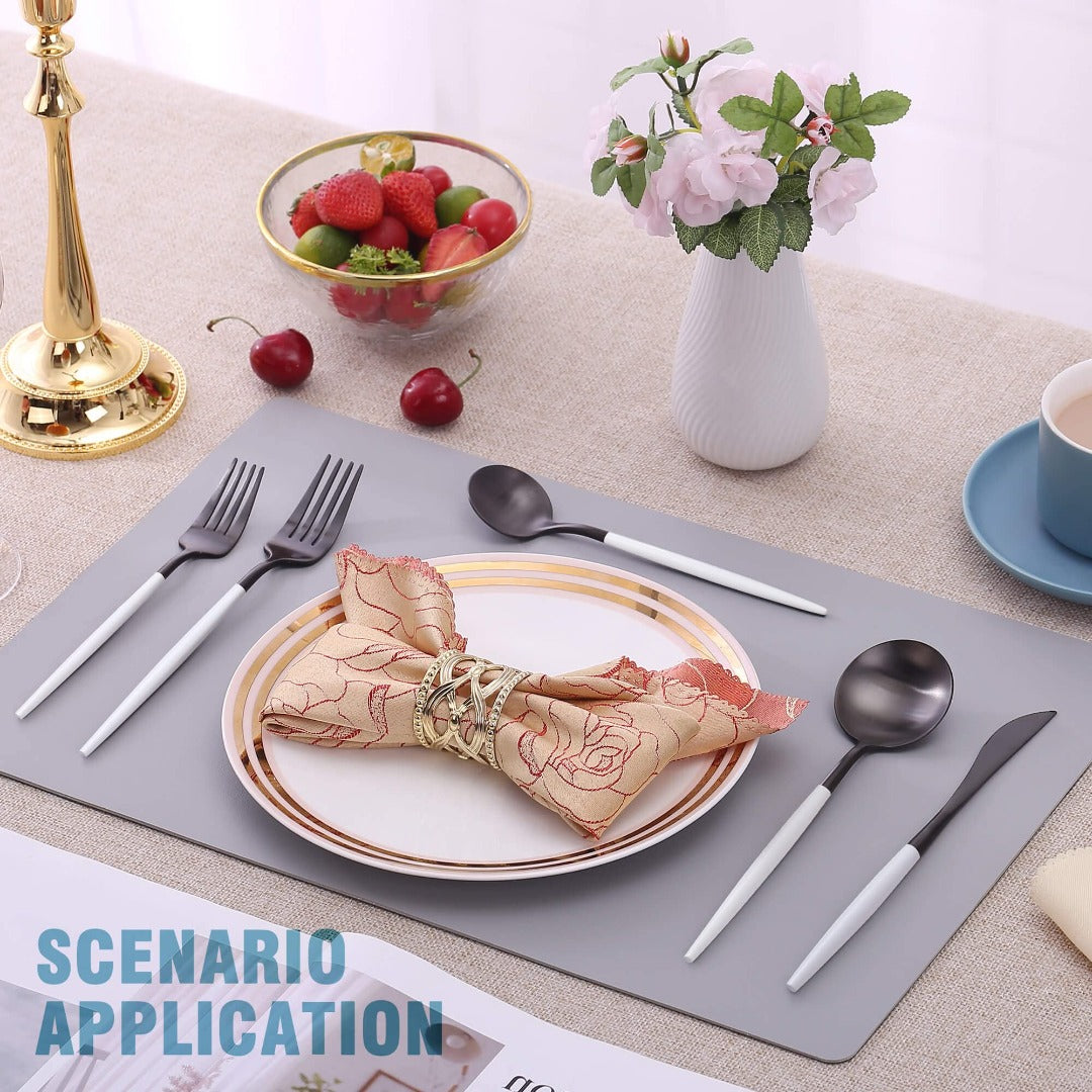 Minimalist Matte Black White Flatware Set