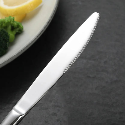 Hammered Glossy Silver Gold Flatware Set