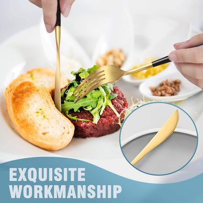 Minimalist Matte Black Gold Flatware Set