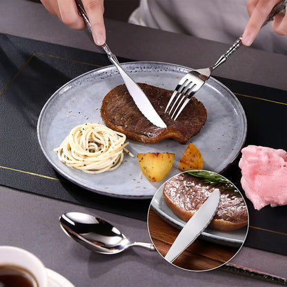 Sparkling Hammered Glossy Silver Flatware Set