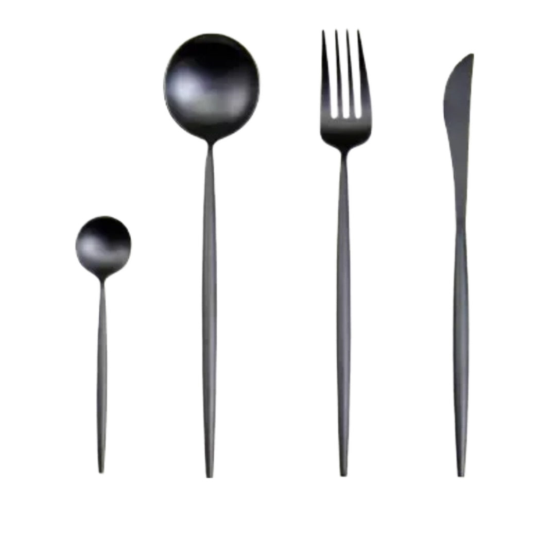 Minimalist Matte Black Flatware Set