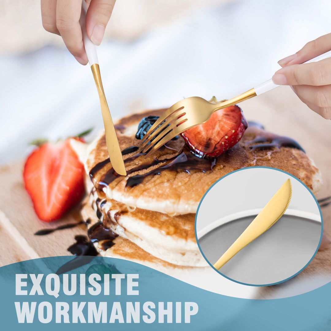 Minimalist Matte White Gold Flatware Set