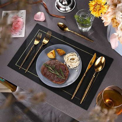 Sparkling Hammered Glossy Gold Flatware Set
