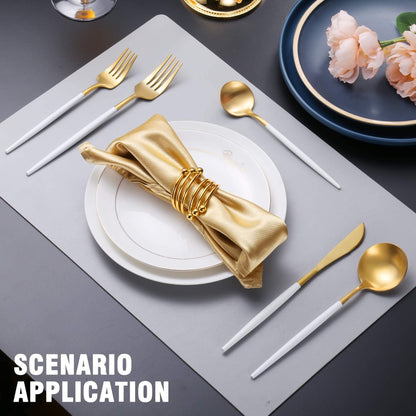 Minimalist Matte White Gold Flatware Set