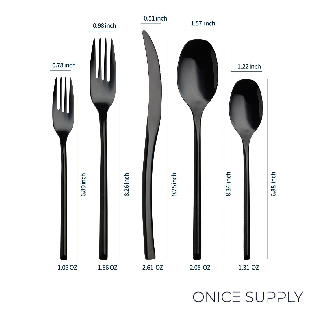 Luna Glossy Black Flatware Set