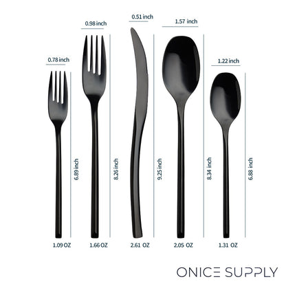 Luna Glossy Black Flatware Set