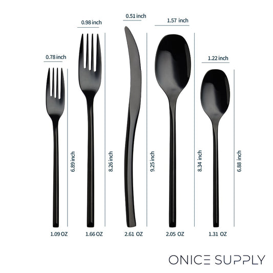 Luna Glossy Black Flatware Set