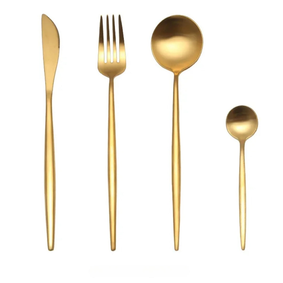 Minimalist Matte Gold Flatware Set