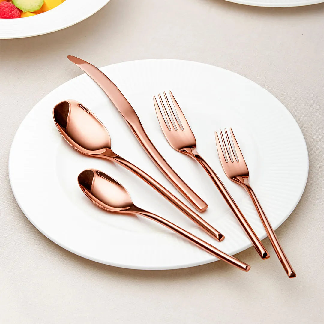 Luna Glossy Rose Gold Flatware Set
