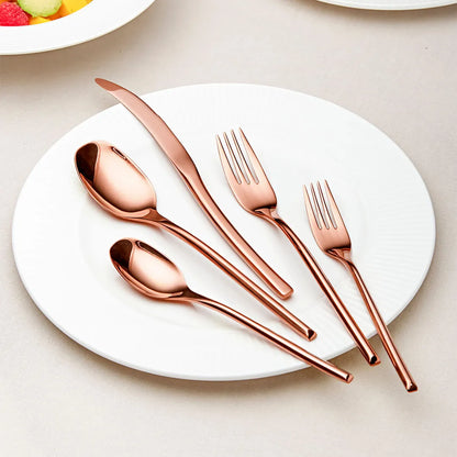 Luna Glossy Rose Gold Flatware Set