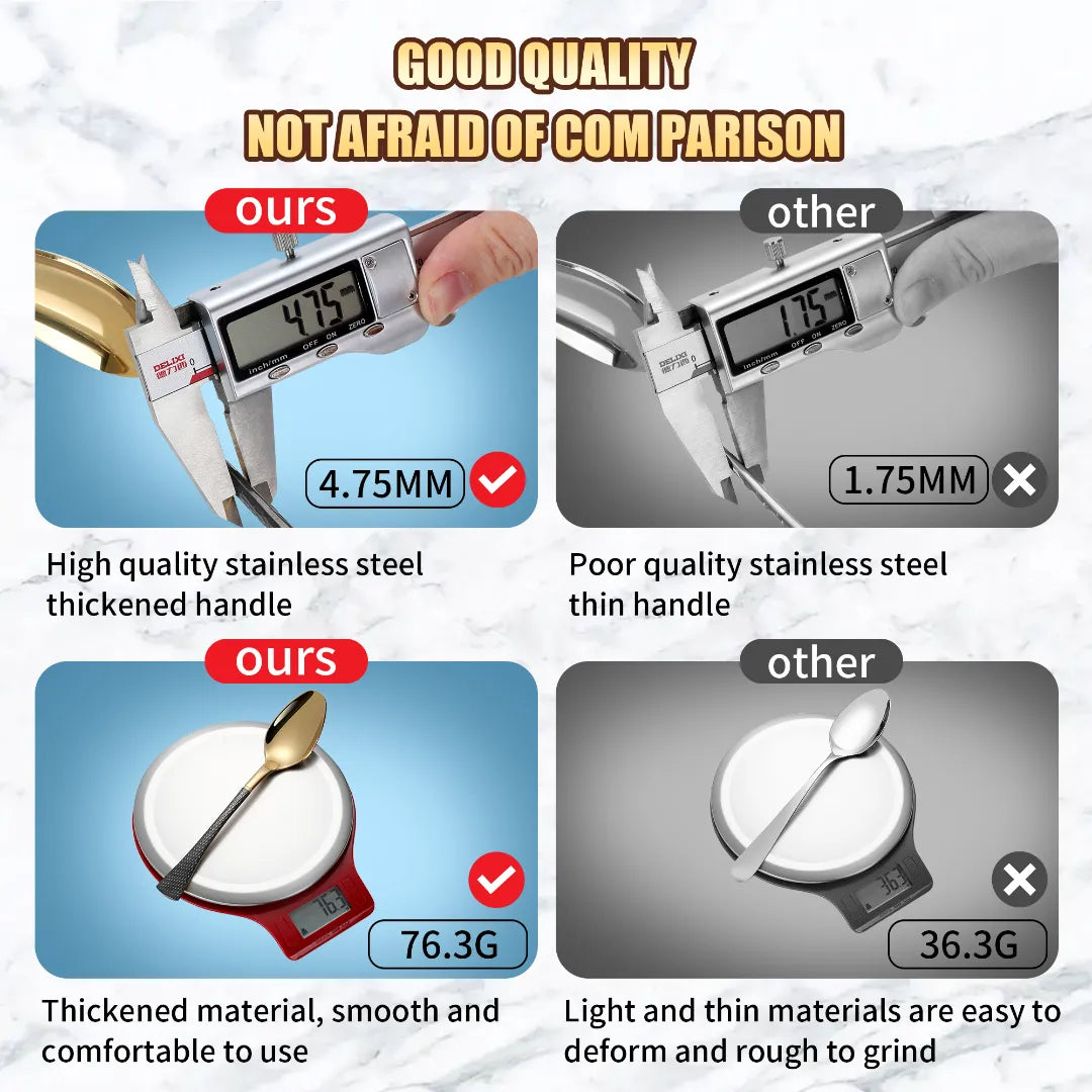 Hammered Glossy Black Gold Flatware Set