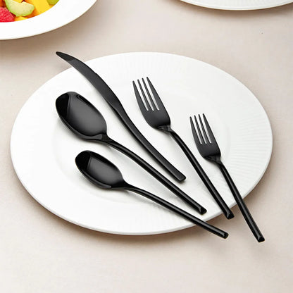 Luna Glossy Black Flatware Set