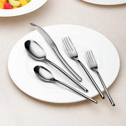 Luna Glossy Silver Flatware Set