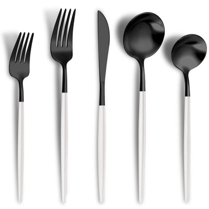 Minimalist Matte Black White Flatware Set