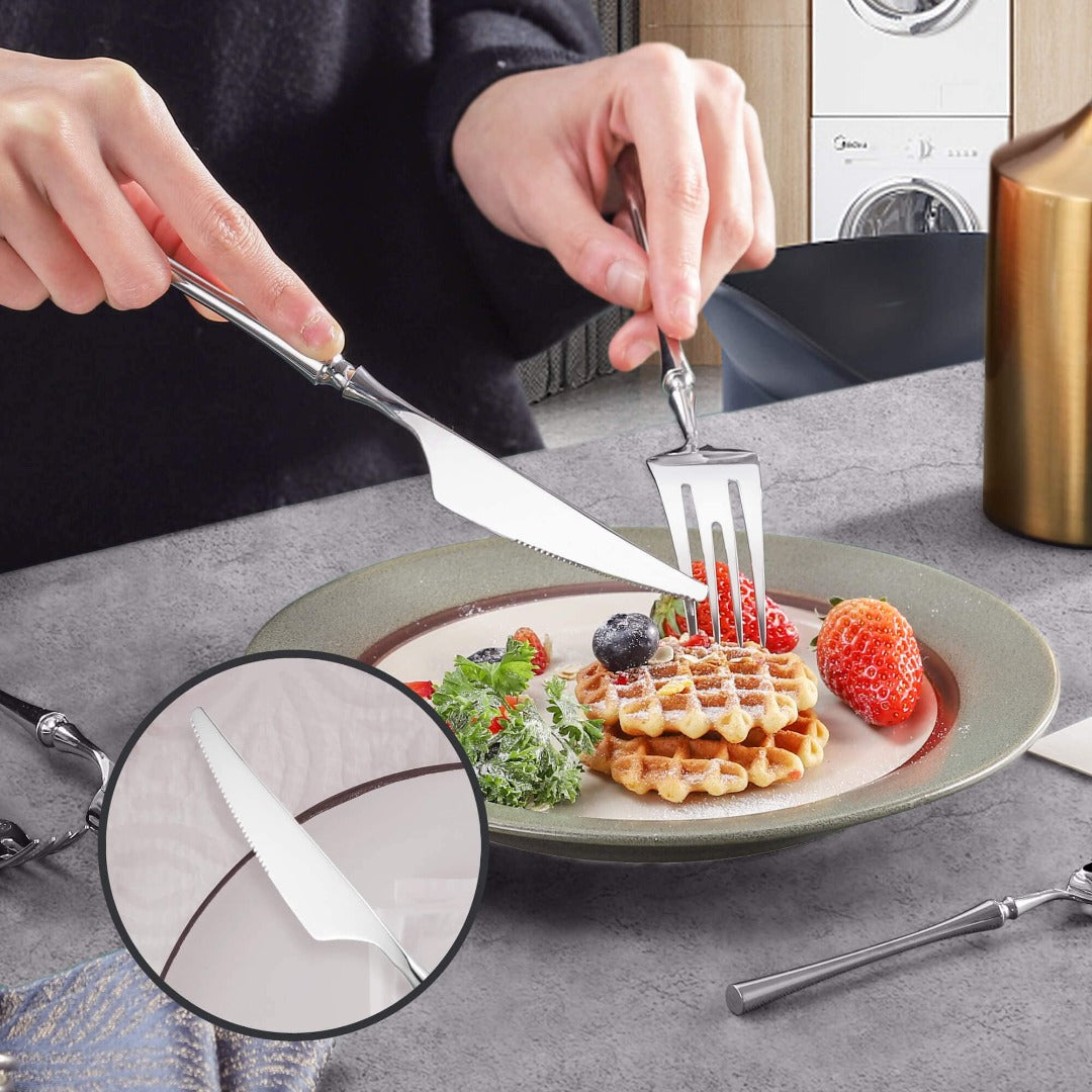 Vatican Glossy Silver Flatware Set 4PCS