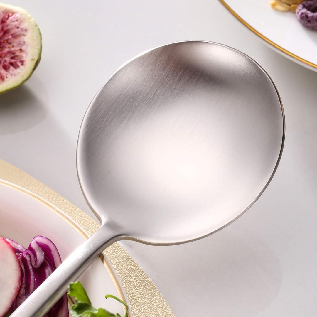 Salad Serving Matte Silver Utensils Set