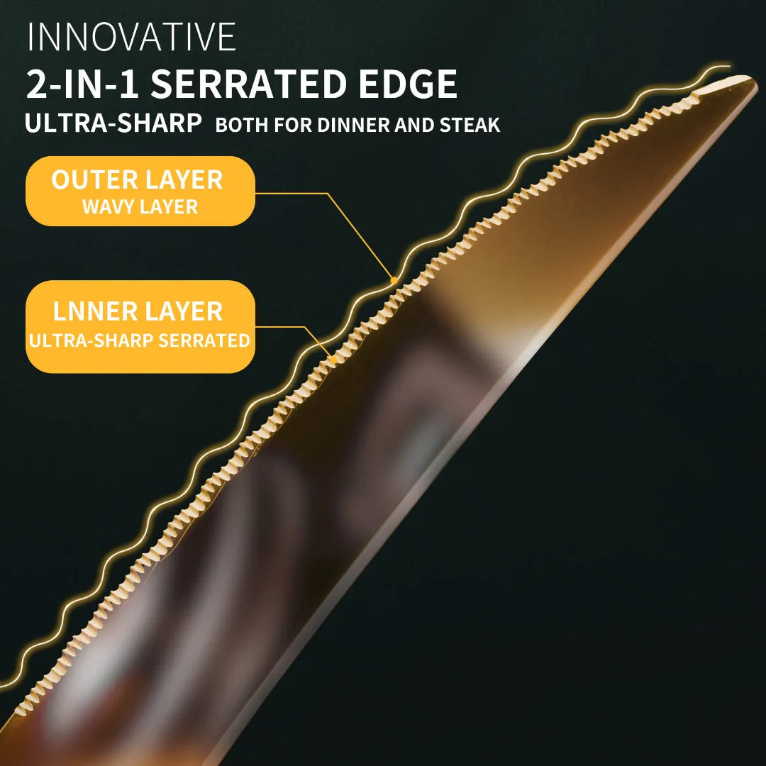 Astal Hammered Glossy Gold Flatware Set