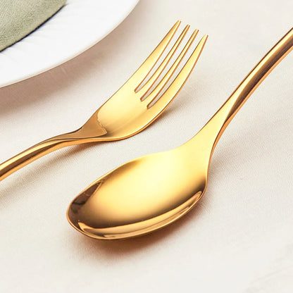 Luna Glossy Gold Flatware Set