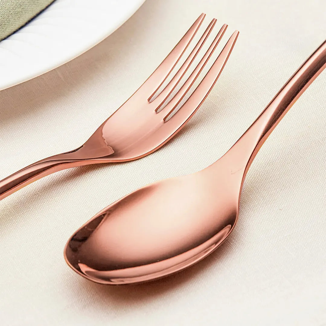 Luna Glossy Rose Gold Flatware Set